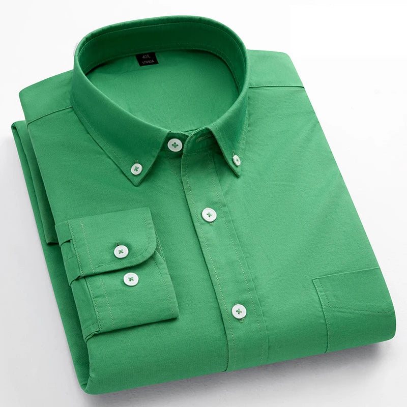 Men's Plain Cotton Oxford Shirt With Chest Pocket. 100% cotton Oxford fabric.