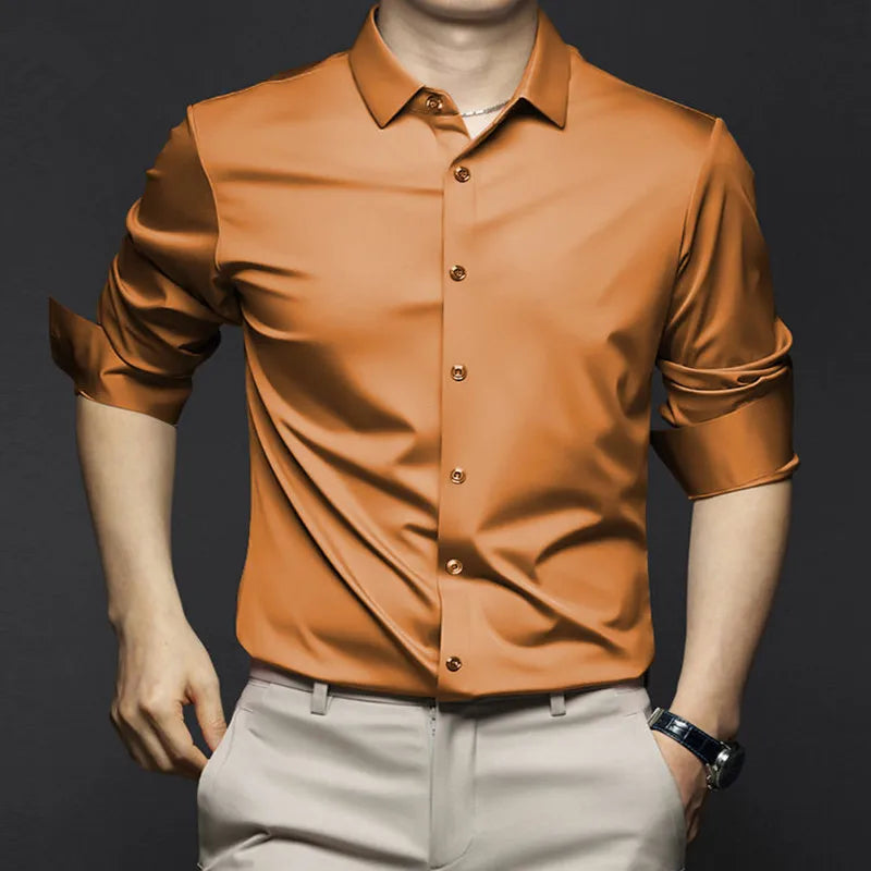 Men's Smooth Cotton-Blend Poplin Shirt. Cotton, rayon and polyester blend poplin.