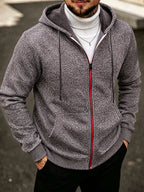 Men's Marl Fleece-Lined Zip Hoodie. Heather marl knit exterior.
