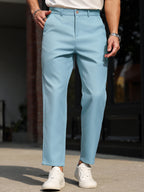 Men's Slim Ankle-Length Dress Trousers. Polyester fabric.