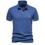 Men's Pique Polo With Giraffe Embroidery. Piqué texture.
