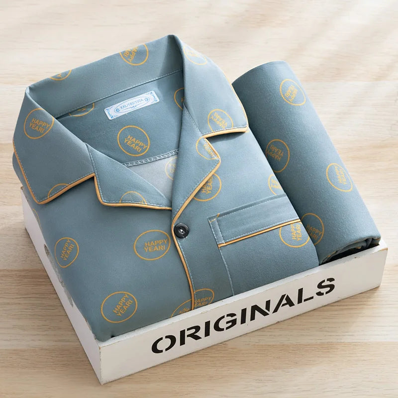 Men's Printed Cotton-Blend Long Pyjamas. Cotton-polyester blend.