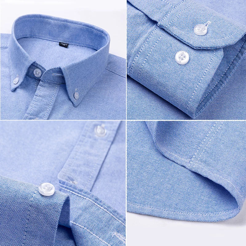 Men's Cotton Oxford Shirt in Plain, Stripe & Check. Oxford cotton fabric.
