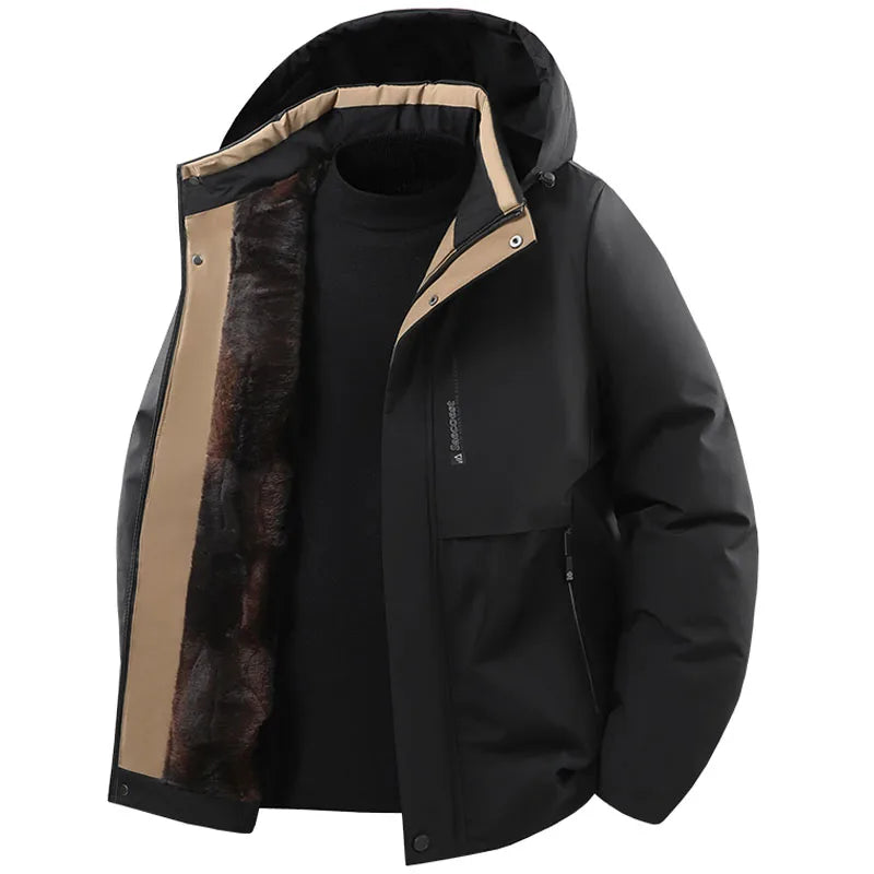 Men's Soft-Lined Hooded Winter Jacket. Hooded design.