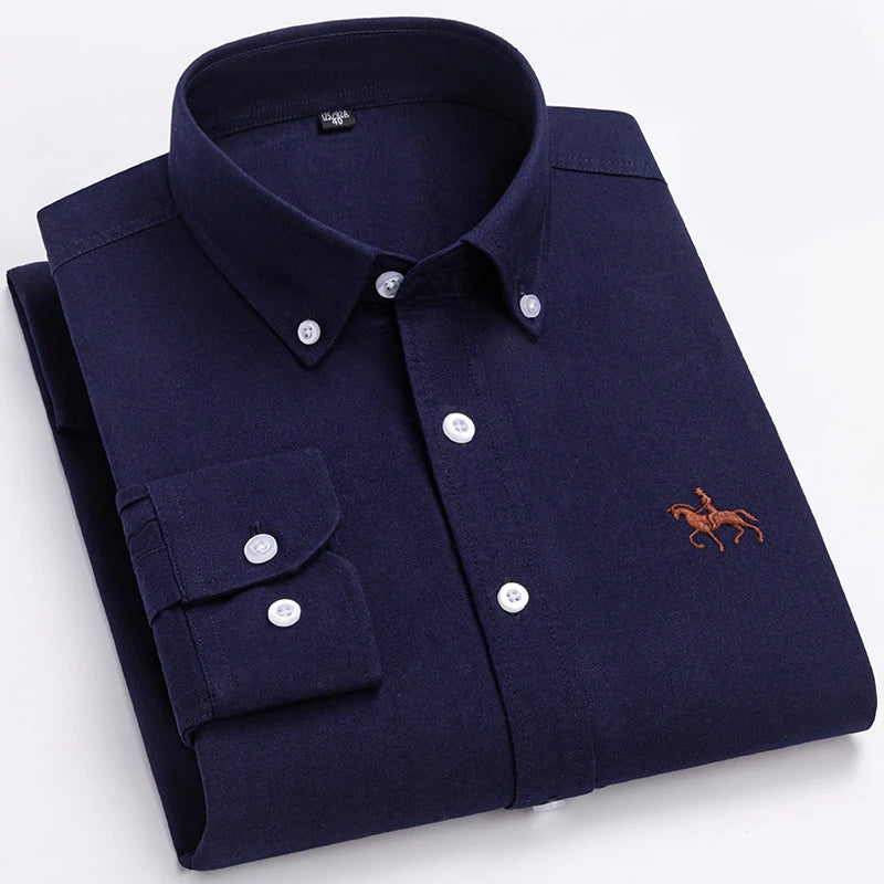 Men's Cotton Oxford Shirt in Plain, Stripe & Check. Oxford cotton fabric.