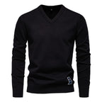 Men's Cotton-Blend V-Neck Jumper. 95% cotton, 5% elastane.
