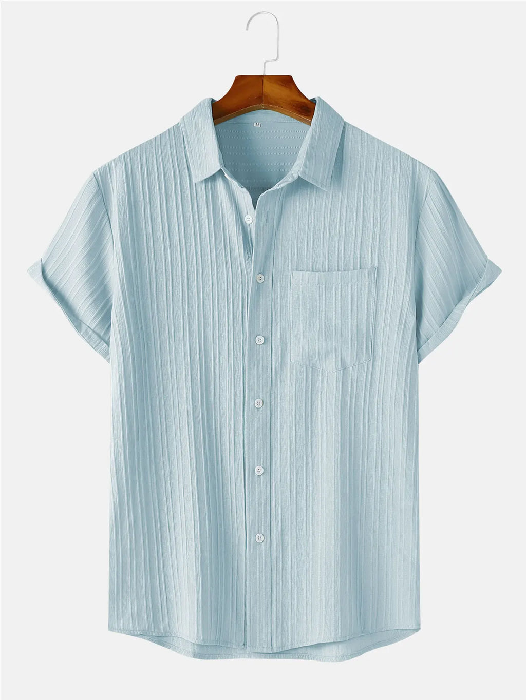 Men's Textured Short-Sleeve Button Shirt. Textured finish.