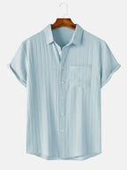 Men's Textured Short-Sleeve Button Shirt. Textured finish.