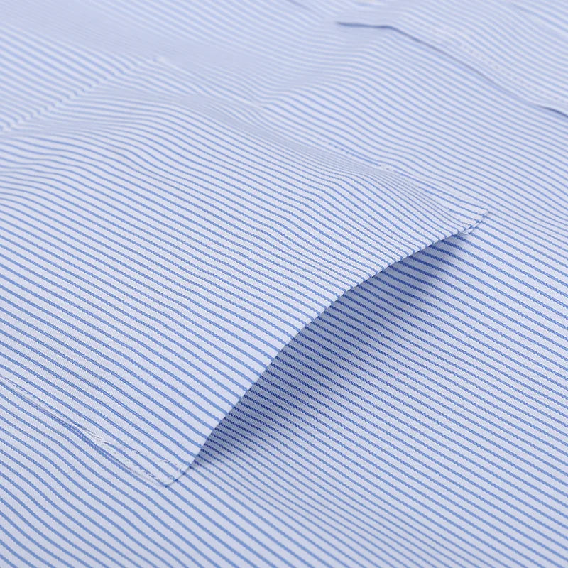 Men's Classic Stripe & Plain Pocket Shirt. Cotton-polyester blend.