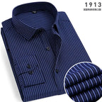 Men's Classic Stripe & Plain Pocket Shirt. Cotton-polyester blend.