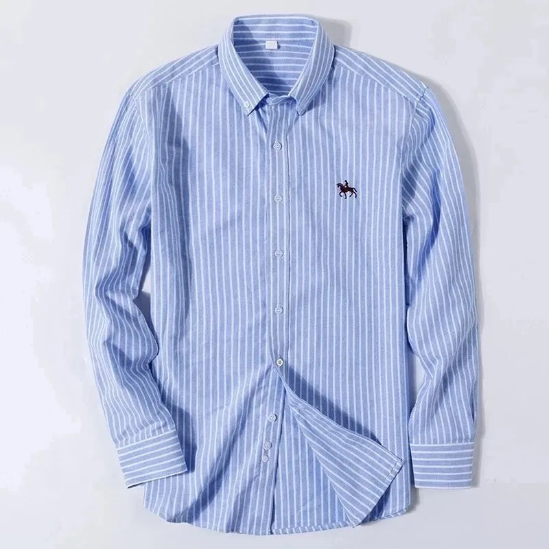 Men's Cotton Oxford Shirt in Plain, Stripe & Check. Oxford cotton fabric.