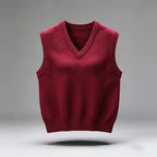 Men's Rib-Trim V-Neck Knit Vest. Sleeveless pullover design.