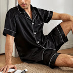 Men's Satin-Finish Short Pyjama Set. Polyester-elastane satin finish.
