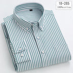 Men's Cotton Check & Stripe Button-Down Shirt. Button-down collar and button front.