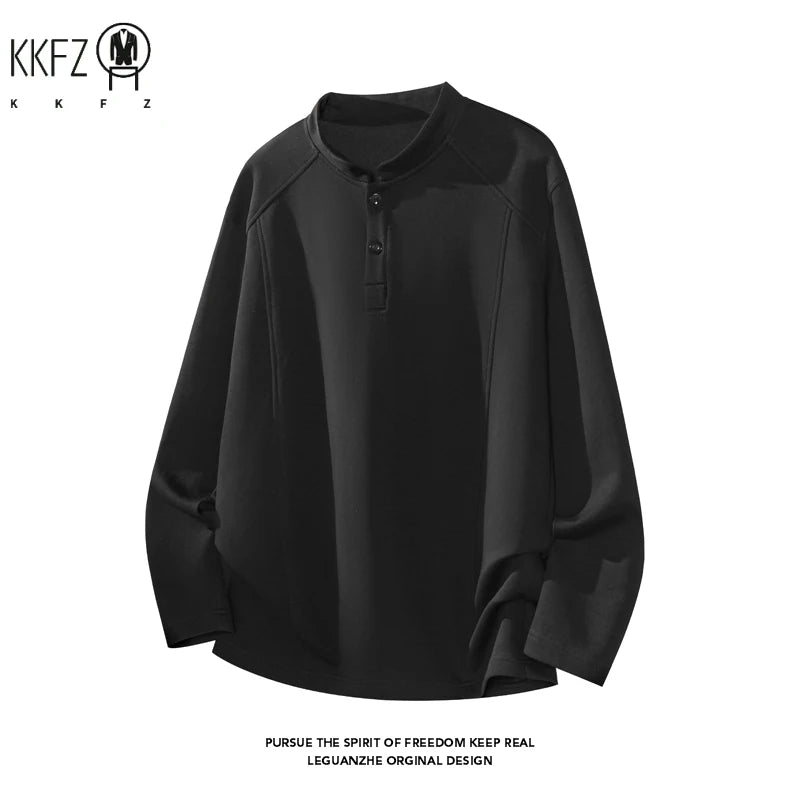 Men's Raglan Long-Sleeve Henley Top. Raglan sleeves.