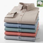 Men's Fine-Stripe Cotton Button-Down Shirt. 100% cotton.