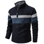 Men's Striped Winter Quarter-Zip Jumper. Quarter-zip fastening.