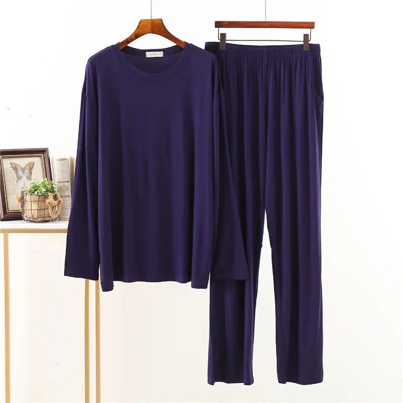 Men's Modal-Blend Crew-Neck Lounge Set. Modal-elastane blend.