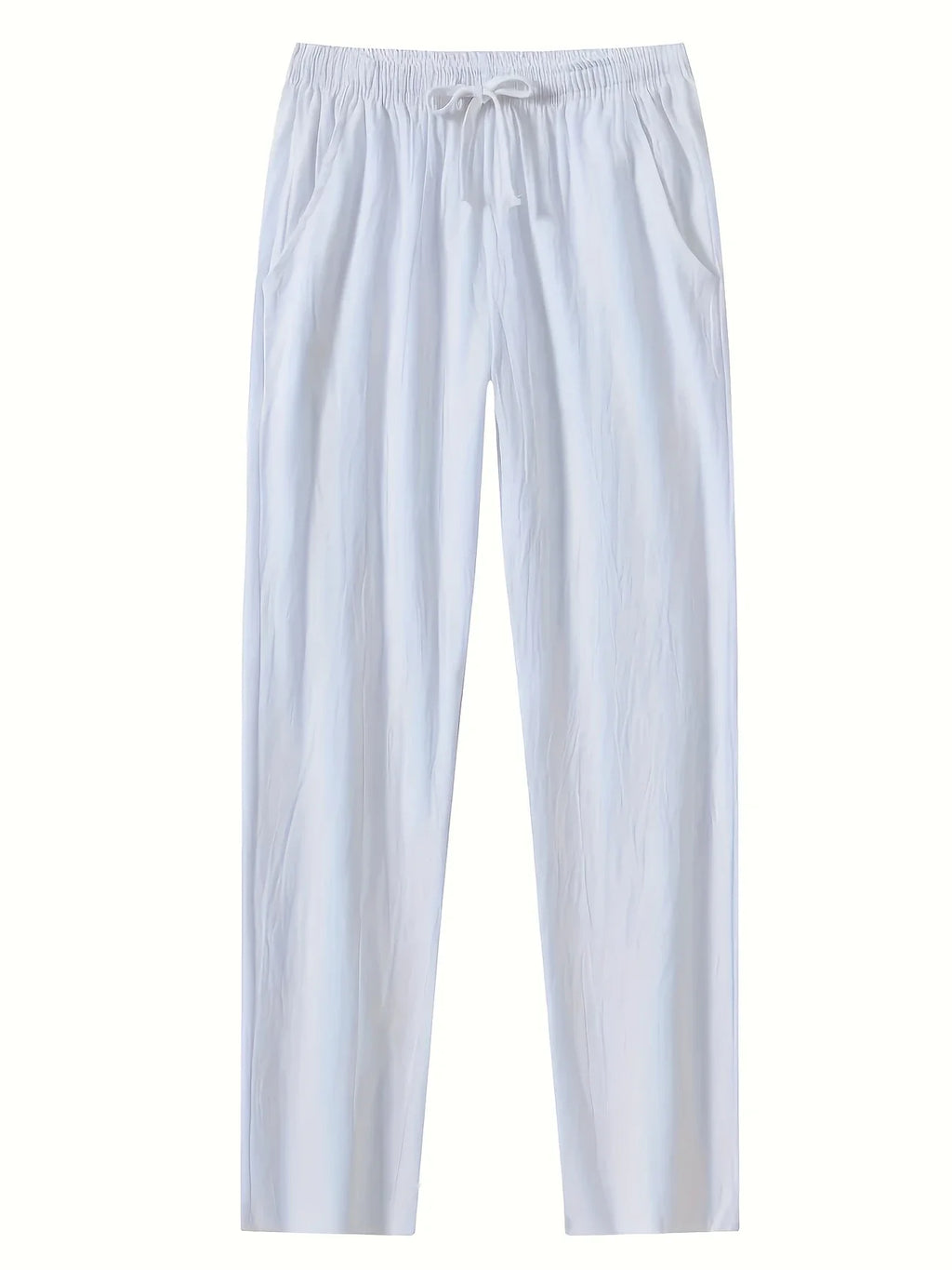 Men's Relaxed Cotton-Linen Drawstring Trousers. Cotton and linen blend.