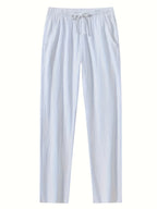 Men's Relaxed Cotton-Linen Drawstring Trousers. Cotton and linen blend.