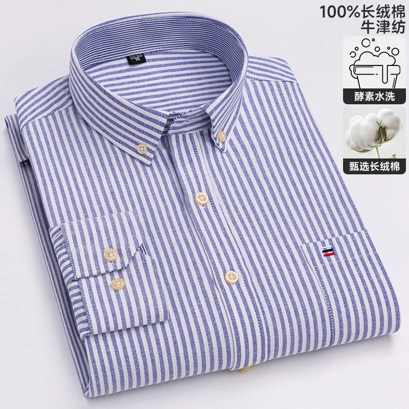 Men's Long-Sleeve Button-Down Oxford Shirt. 100% cotton Oxford fabric.