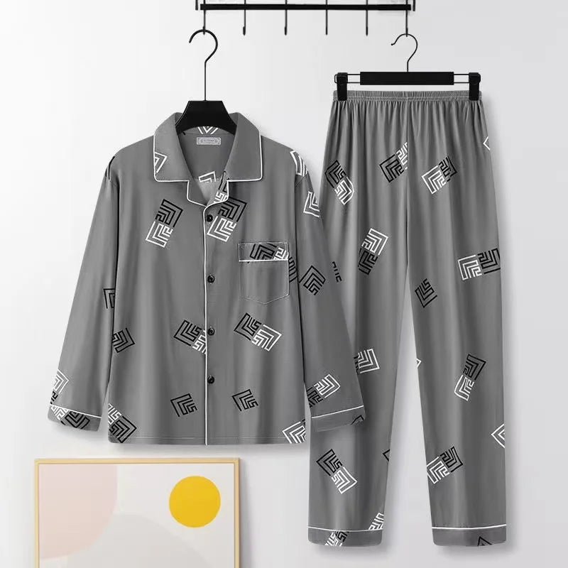 Men's Classic Cotton Shirt & Trouser Pyjamas. Cotton fabric.