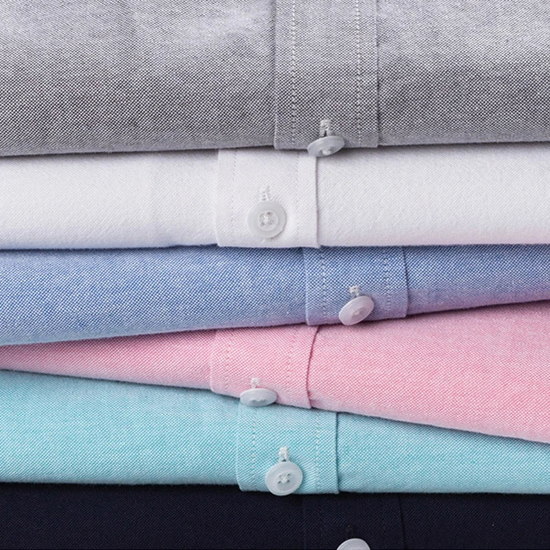 Men's Cotton Oxford Shirt in Plain, Stripe & Check. Oxford cotton fabric.
