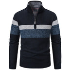 Men's Striped Winter Quarter-Zip Jumper. Quarter-zip fastening.