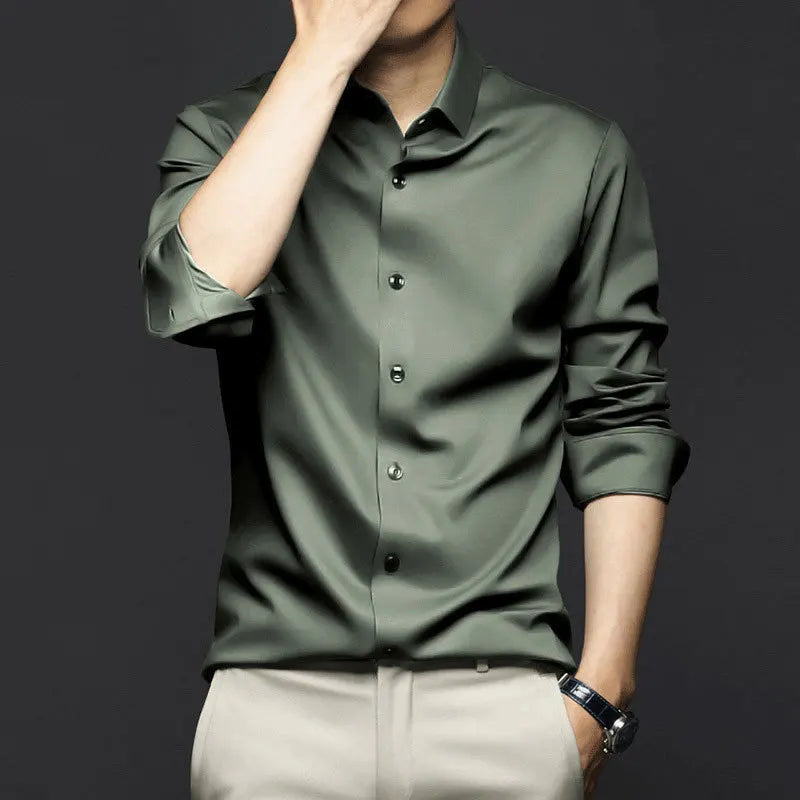 Men's Smooth Cotton-Blend Poplin Shirt. Cotton, rayon and polyester blend poplin.