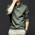Men's Smooth Cotton-Blend Poplin Shirt. Cotton, rayon and polyester blend poplin.