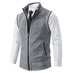 Men's Zip-Through Knit Vest. Sleeveless knitted design.
