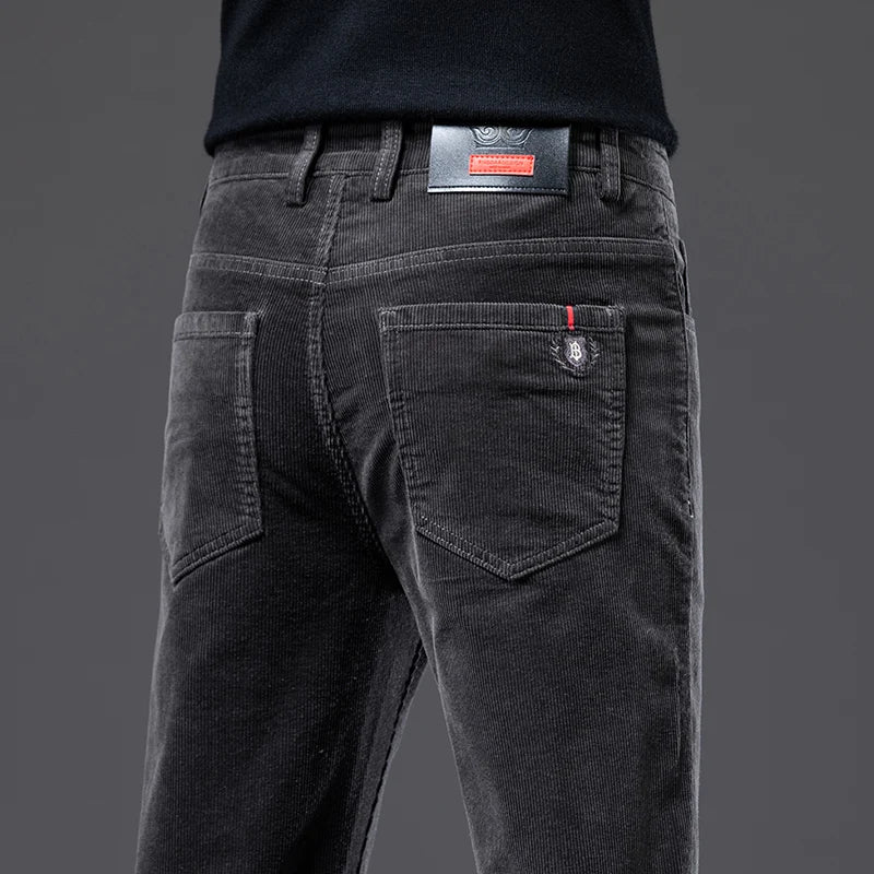Men's Straight Corduroy Trousers. Fine corduroy texture.