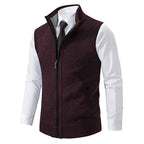 Men's Zip-Through Knit Vest. Sleeveless knitted design.