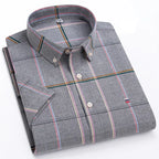 Men's Short-Sleeve Cotton Oxford Shirt. Oxford cotton fabric.