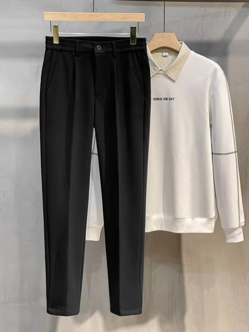 Men's Textured Straight-Leg Pleated Trousers. Textured finish on the pleated colour options.