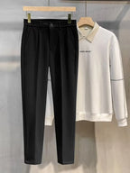 Men's Textured Straight-Leg Pleated Trousers. Textured finish on the pleated colour options.