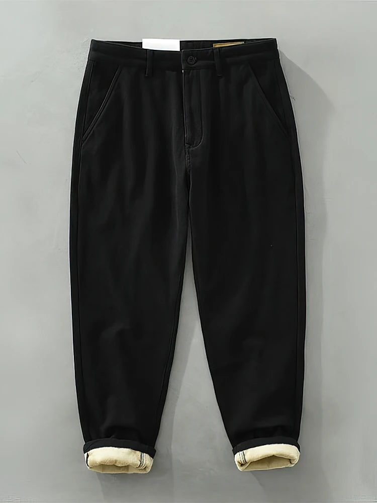 Men's Relaxed Cotton-Blend Chino Trousers. Cotton and polyester blend.