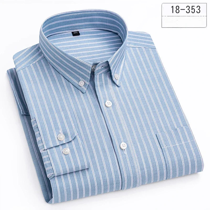 Men's Cotton Stripe & Check Collar Shirt. 100% cotton.