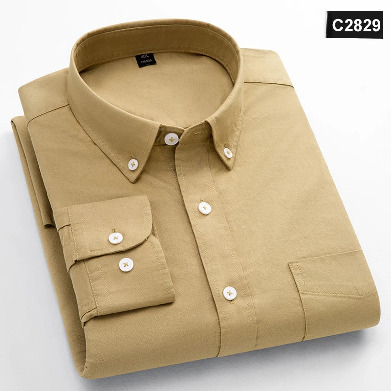 Men's Plain Cotton Oxford Shirt With Chest Pocket. 100% cotton Oxford fabric.