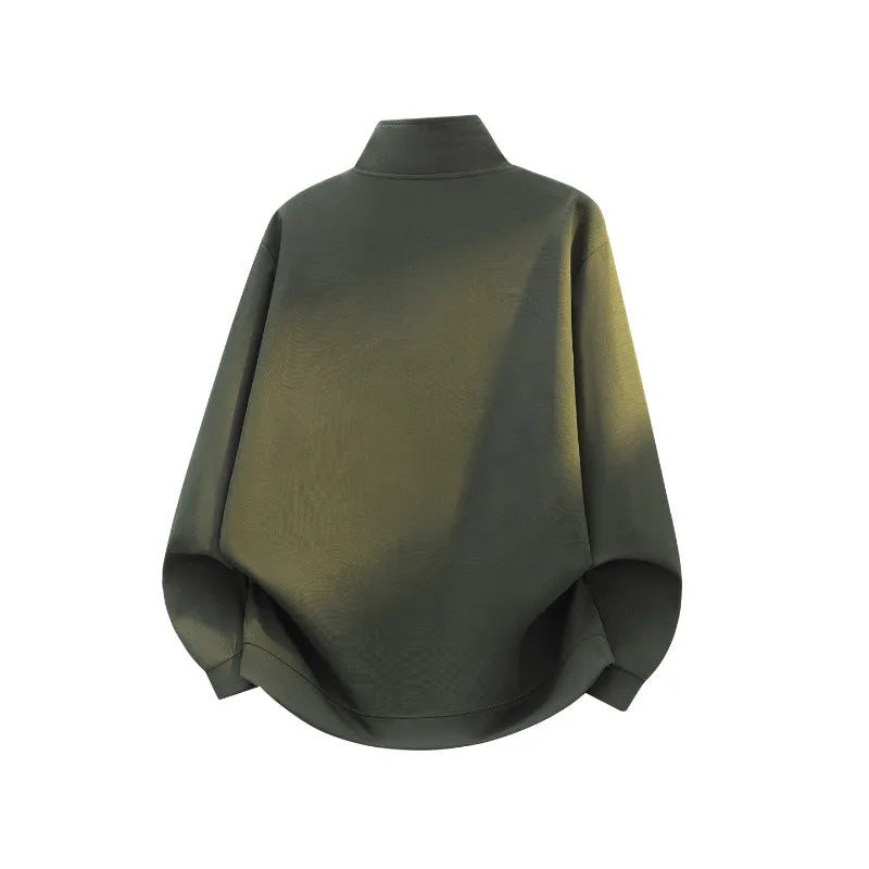 Men's Washed Oversized Half-Zip Pullover. Shaded washed finish.