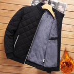 Men's Fleece-Lined Diamond Bomber Jacket. Diamond quilting.