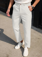 Men's Slim Ankle-Length Dress Trousers. Polyester fabric.