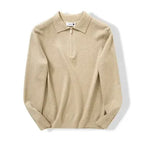 Men's Collared Zip-Neck Knit Polo. Fold-over polo collar.