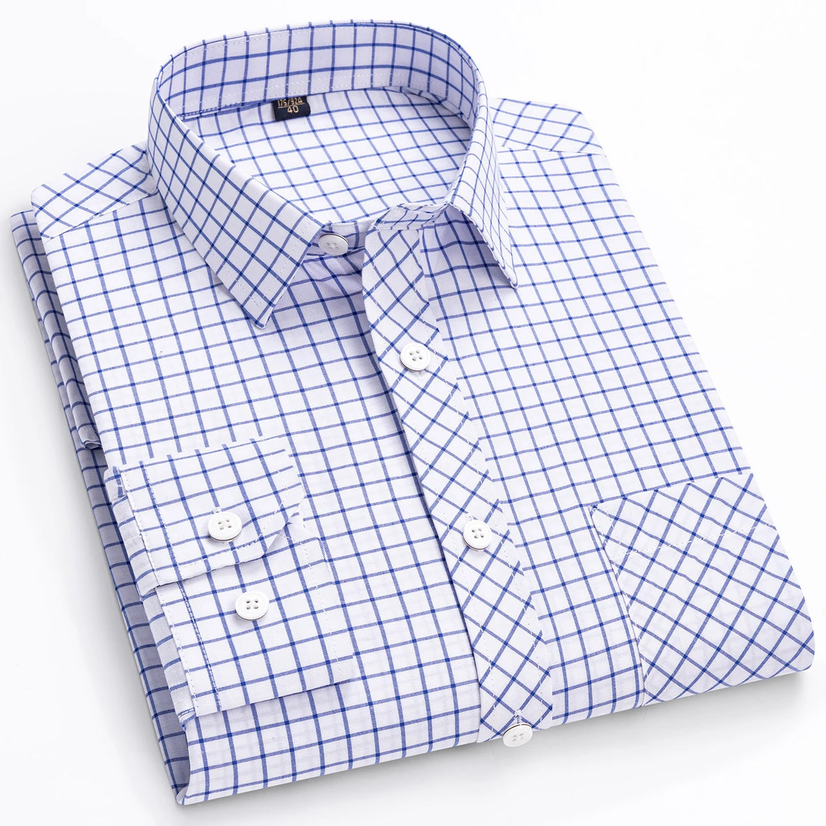 Men's Cotton Point-Collar Check Shirt. 100% cotton.