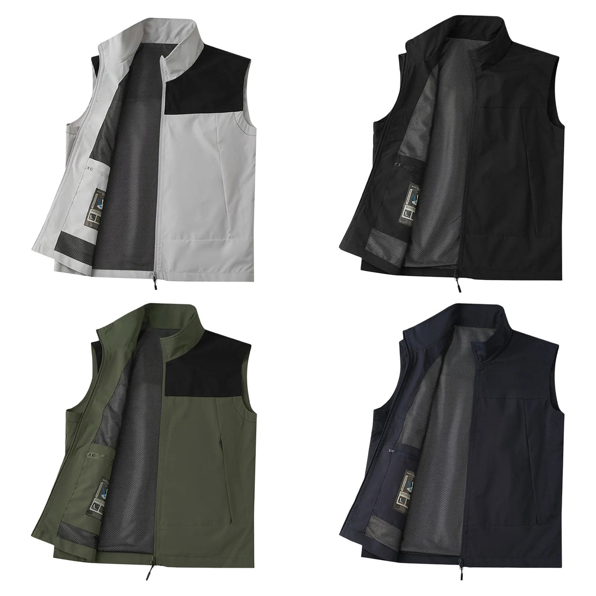 Men's Stand-Collar Zip-Front Golf Gilet. Stand collar.