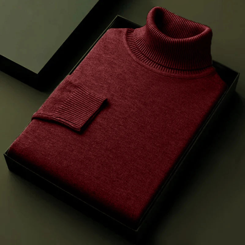 Men's Essential Ribbed Roll-Neck Jumper. Folded ribbed roll neck.