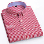 Men's Short-Sleeve Cotton Oxford Shirt. Oxford cotton fabric.