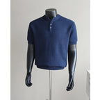 Men's Textured Short-Sleeve Knit Henley. Textured knit.