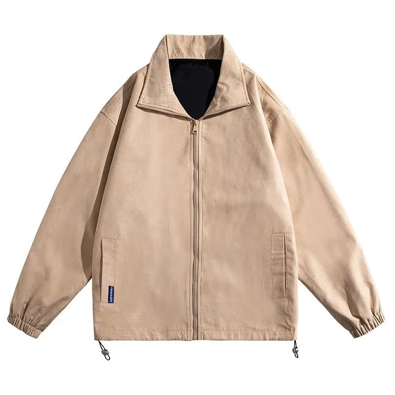 Men's Suede-Look Collared Bomber Jacket. Suede-look polyester fabric.