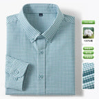 Men's Fine-Stripe Cotton Button-Down Shirt. 100% cotton.